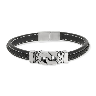 Armband van zwart kunststof, staal, 21 cm