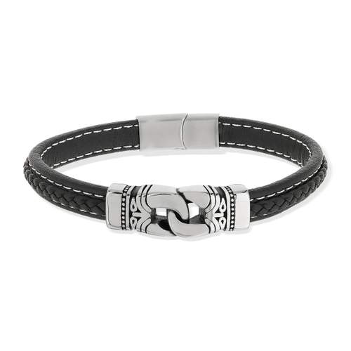 Black synthetic steel bracelet, 21 cm