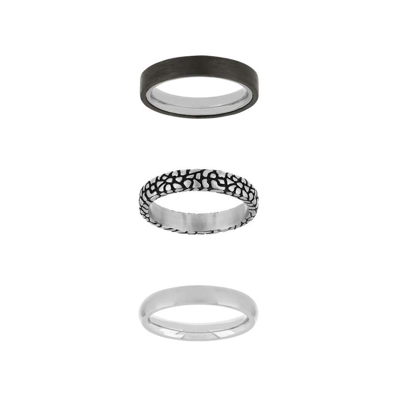 Bague 3 anneaux acier carbone - vue 2
