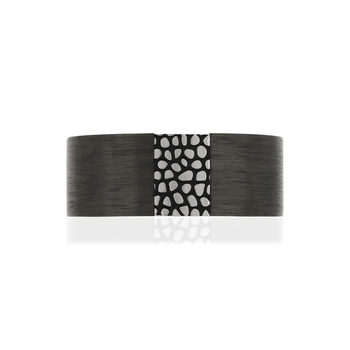 Bague acier revêtement carbone motif reptile