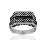 Bague acier motif reptile - vue 1