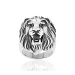 Bague acier tête de lion - vue 1