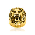 Bague acier jaune tête de lion - vue 1
