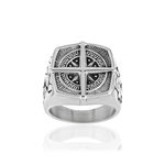 Bague acier rose des vents - vue 1