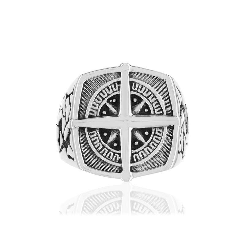 Bague acier rose des vents - vue 3