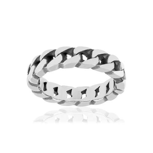 Bague acier maille gourmette