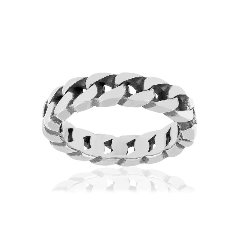 Bague acier maille gourmette - vue 1