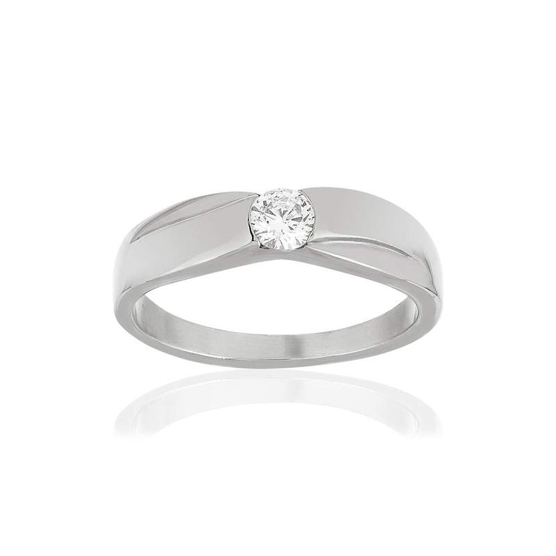 Solitaire acier zirconia - vue 1