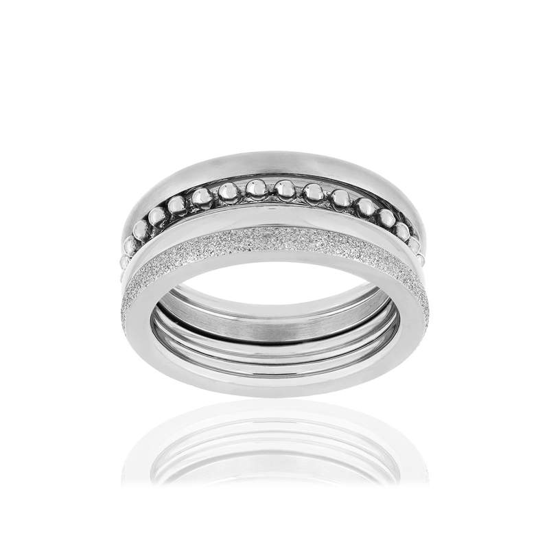 Bague 4 anneaux acier - vue 1