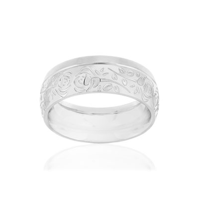 8 mm pink engraved steel wedding ring