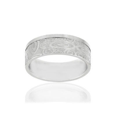 Steel wedding ring engraved circle 8 mm