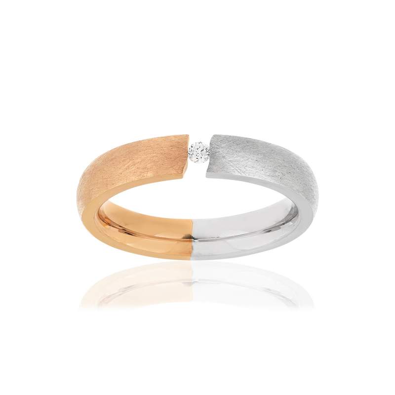 Alliance acier 2 tons rose zirconia blanc 4 mm - vue 1