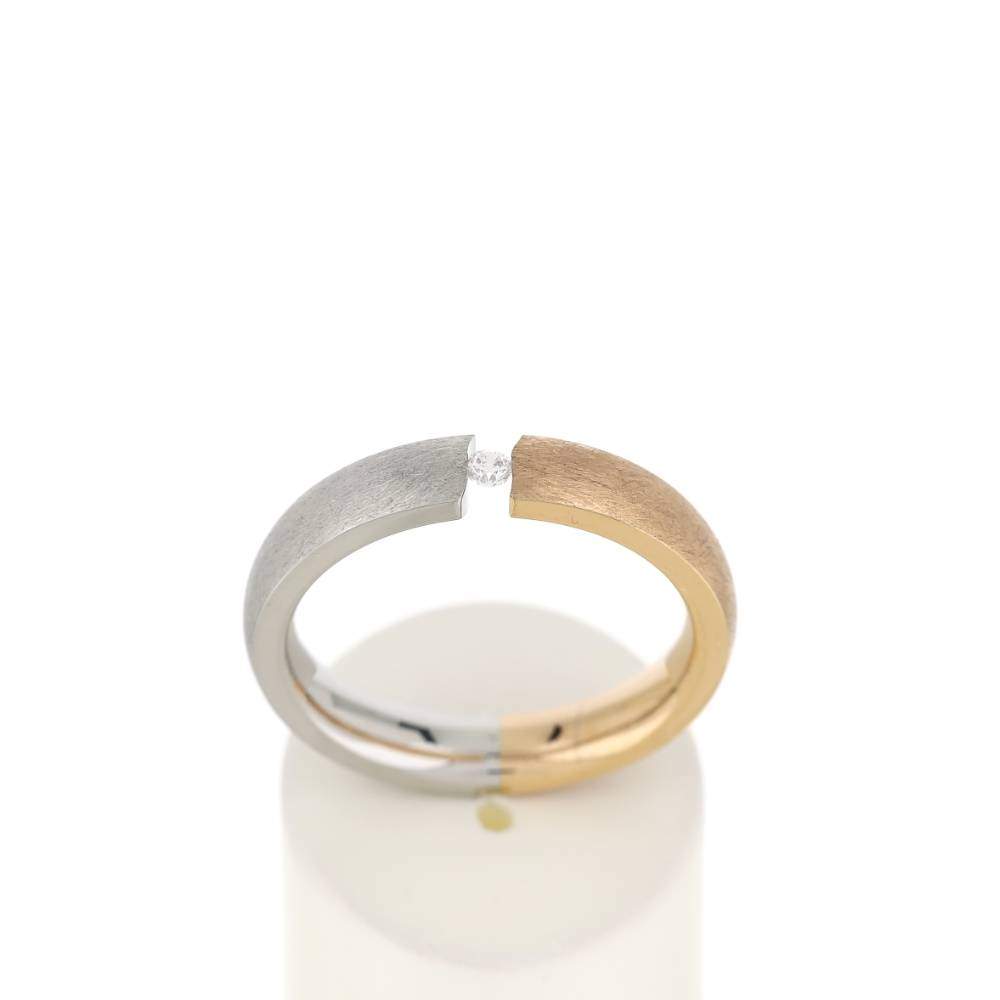 Alliance acier 2 tons rose zirconia blanc 4 mm - vue 1