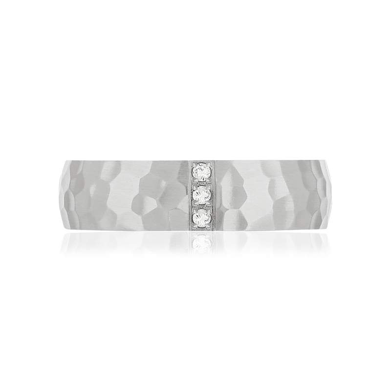 White zirconia steel wedding band 5 mm - view 3