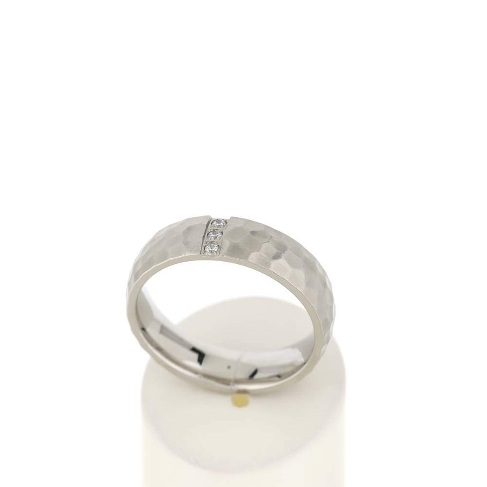 5 mm White Zirconia and Steel Wedding Band - View 2
