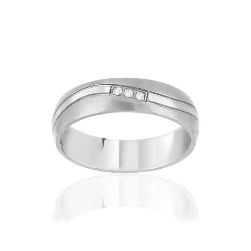 White zirconia steel wedding band 5 mm