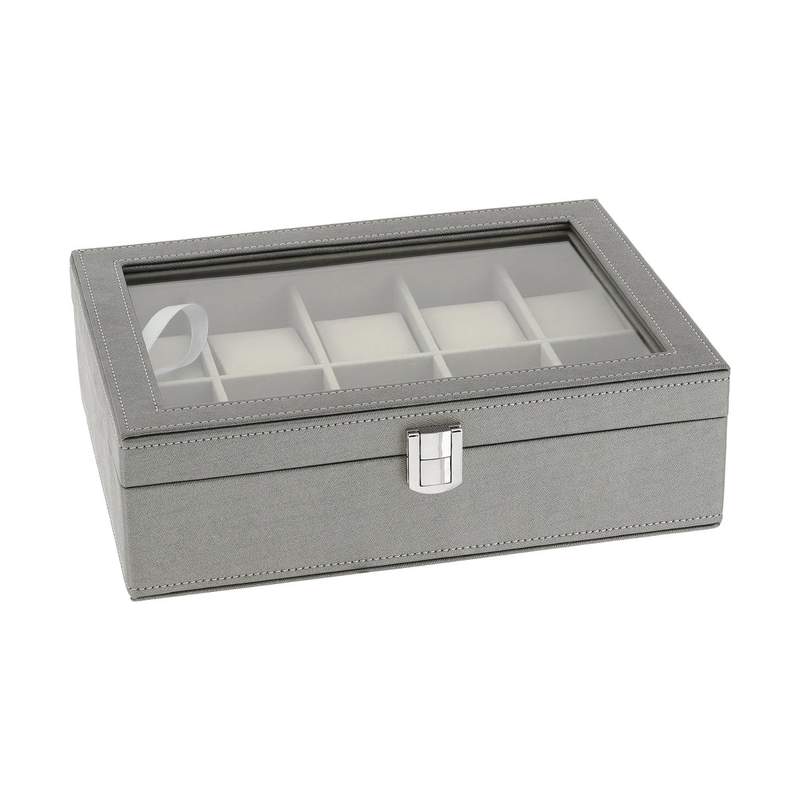 Boîte de rangement montres grise - vue 1