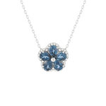 Collier or blanc 375 topazes bleues et diamants. - vue 1