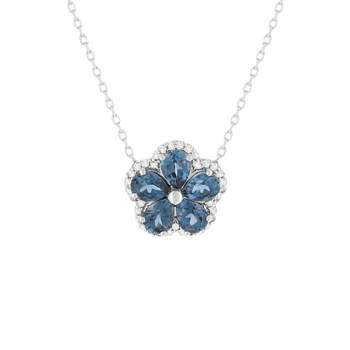 Collier or blanc 375 topazes bleues et diamants.