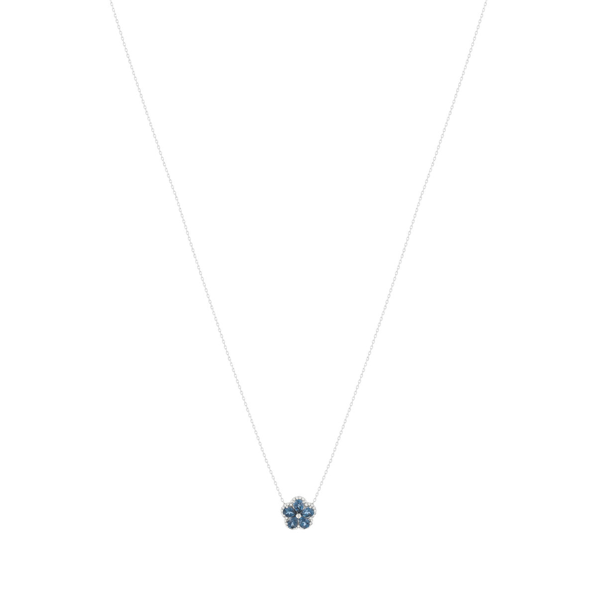 Collier or blanc 375 topazes bleues et diamants. - vue 2