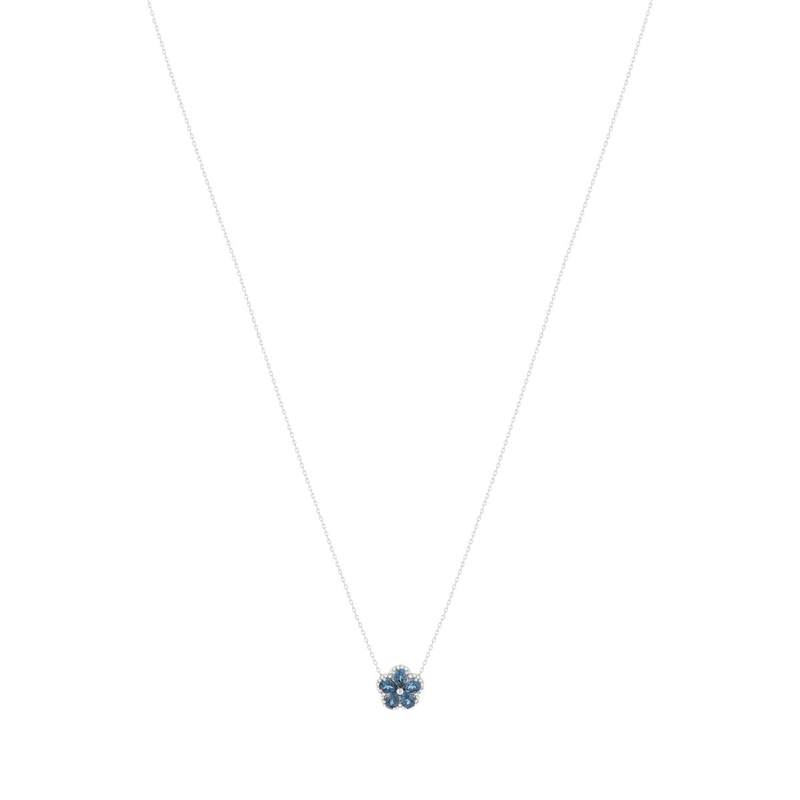 Collier or blanc 375 topazes bleues et diamants. - vue 2