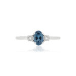 375 White Gold Ring with Treated Blue Topaz and Diamonds - View 3