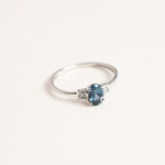 375 White Gold Ring with Treated Blue Topaz and Diamonds - View D4