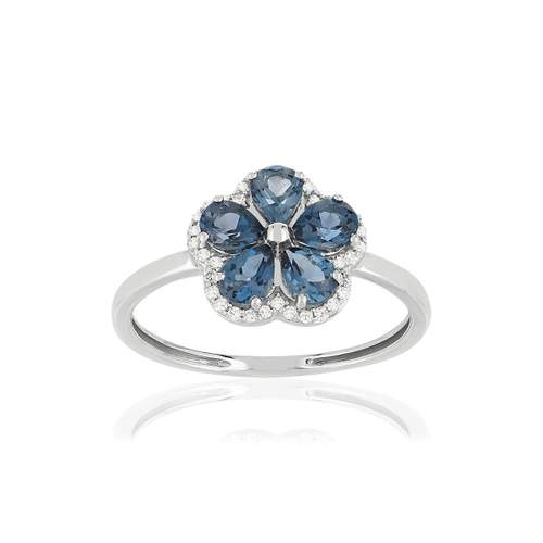 Witgouden ring 375 topaas Londen Blauwe diamanten