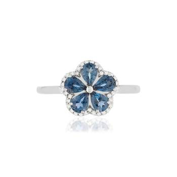 Bague or blanc 375 topazes London Blue diamants