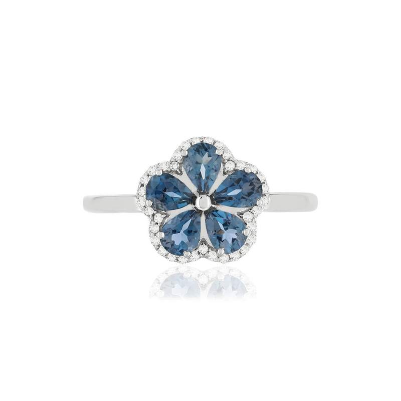 Bague or blanc 375 topazes London Blue diamants - vue 3