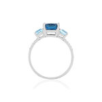 Bague or blanc 375 topazes zirconias - vue 2