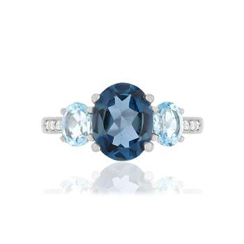 Bague or blanc 375 topazes zirconias