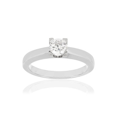 Solitaire or blanc 750 diamant 0.50 carat H/SI - vue 1