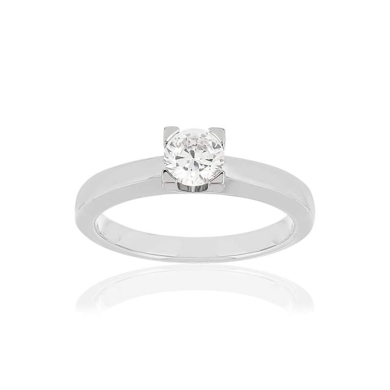 Solitaire or blanc 750 diamant 0.50 carat H/SI - vue 1