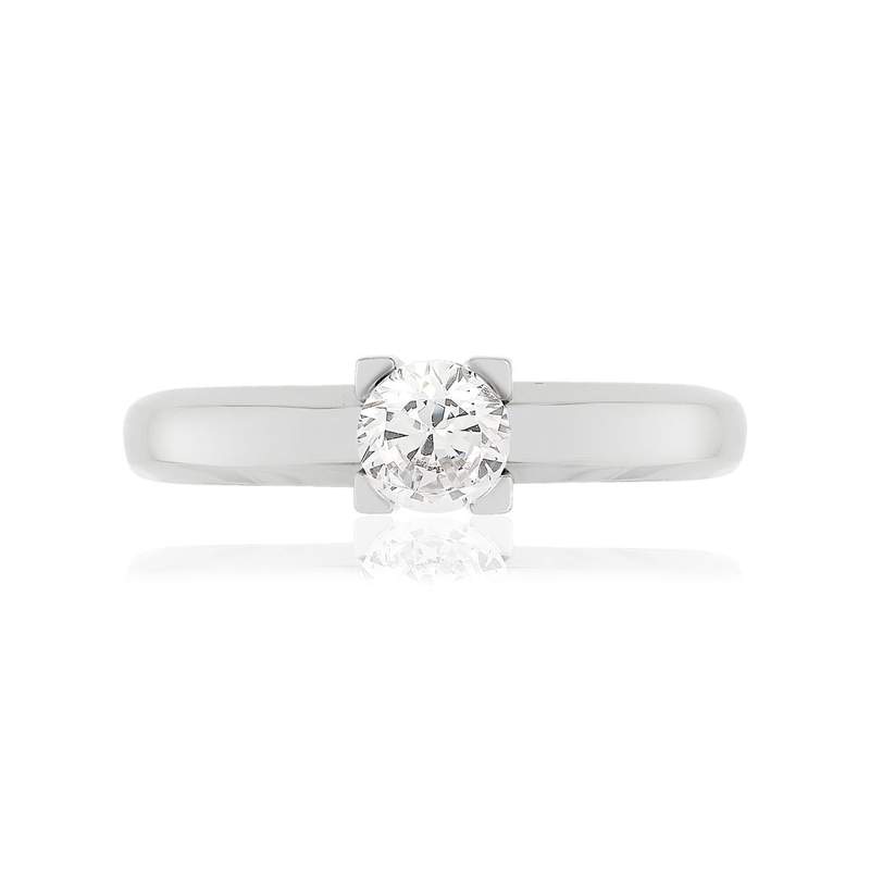 Solitaire or blanc 750 diamant 0.50 carat H/SI - vue 3