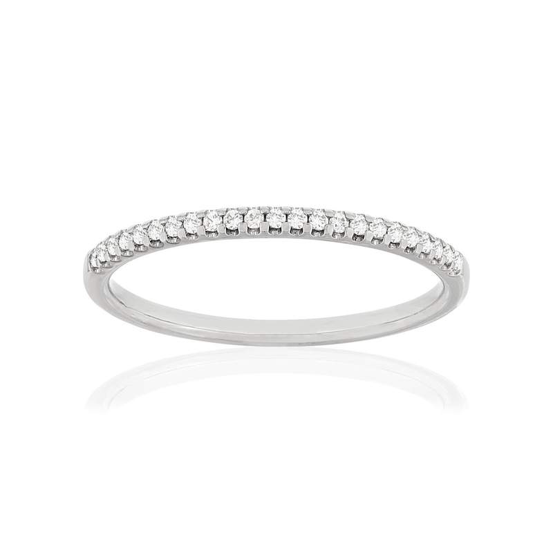Alliance or blanc 750 demi tour diamants - vue 1