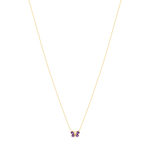 Collier or jaune 375, motif papillon, améthystes, diamants. - vue 2