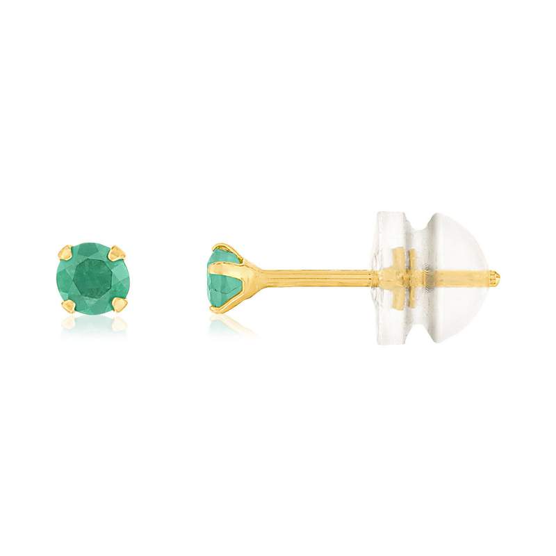 375 yellow gold emerald earrings - view 1