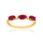 Bague or jaune 375 rubis diamants - vue 1