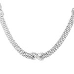 Collier argent 925 croix zirconias 45 cm. - vue 1