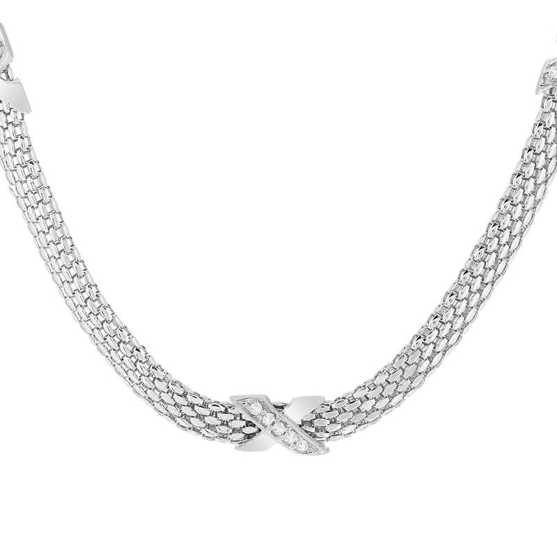 Collier argent 925 croix zirconias 45 cm. - vue 1