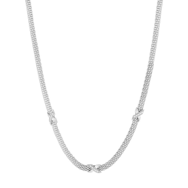 Collier argent 925 croix zirconias 45 cm. - vue 2