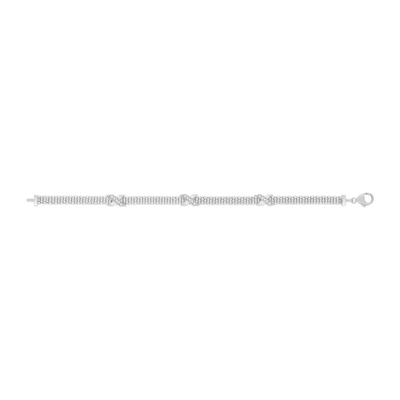 Bracelet argent 925 croix zirconias 19 cm. - vue 2