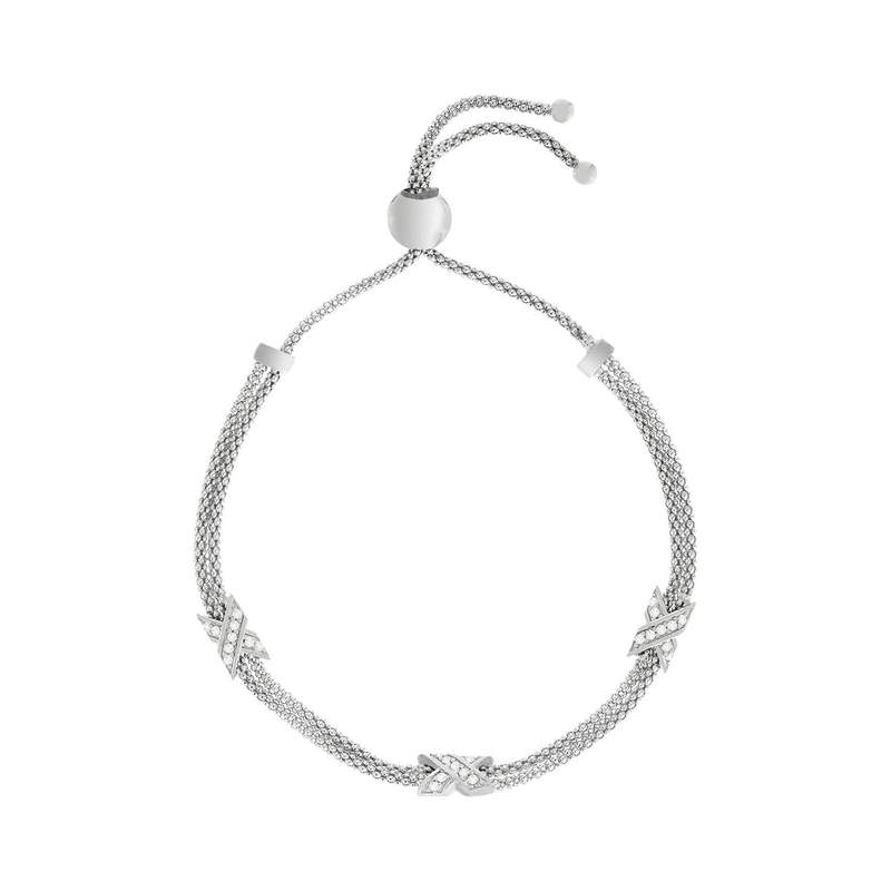 Bracelet argent 925 croix zirconias. - vue 1