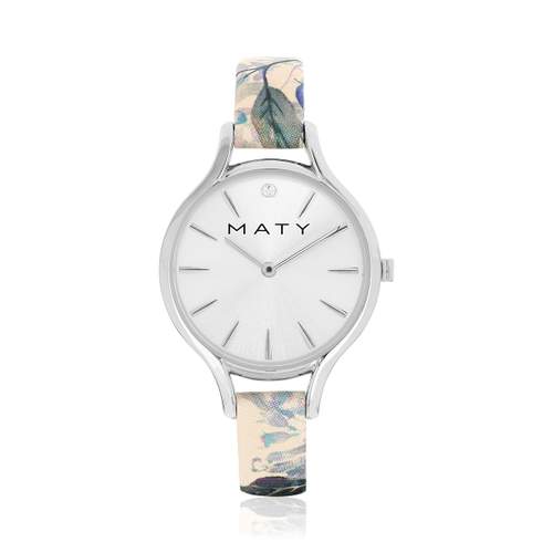 Chrome-plated leather watch