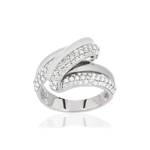 Bague argent 925 volute zirconias