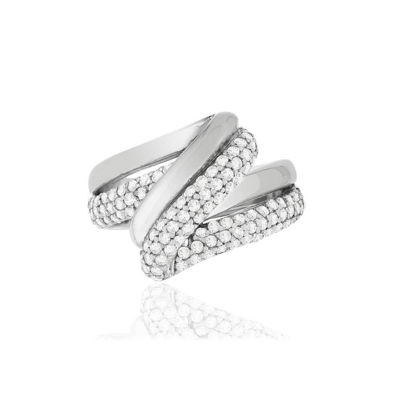 Bague argent 925 volute zirconias - vue 3