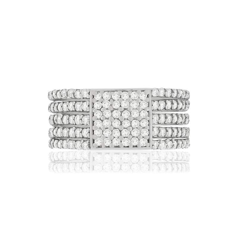 Bague argent 925 carré zirconias - vue 3