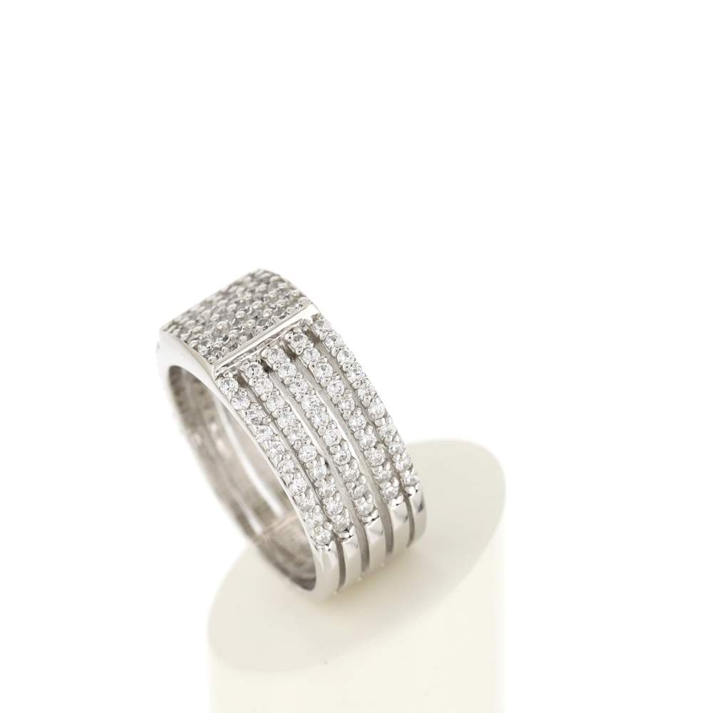 Bague argent 925 carré zirconias - vue 5
