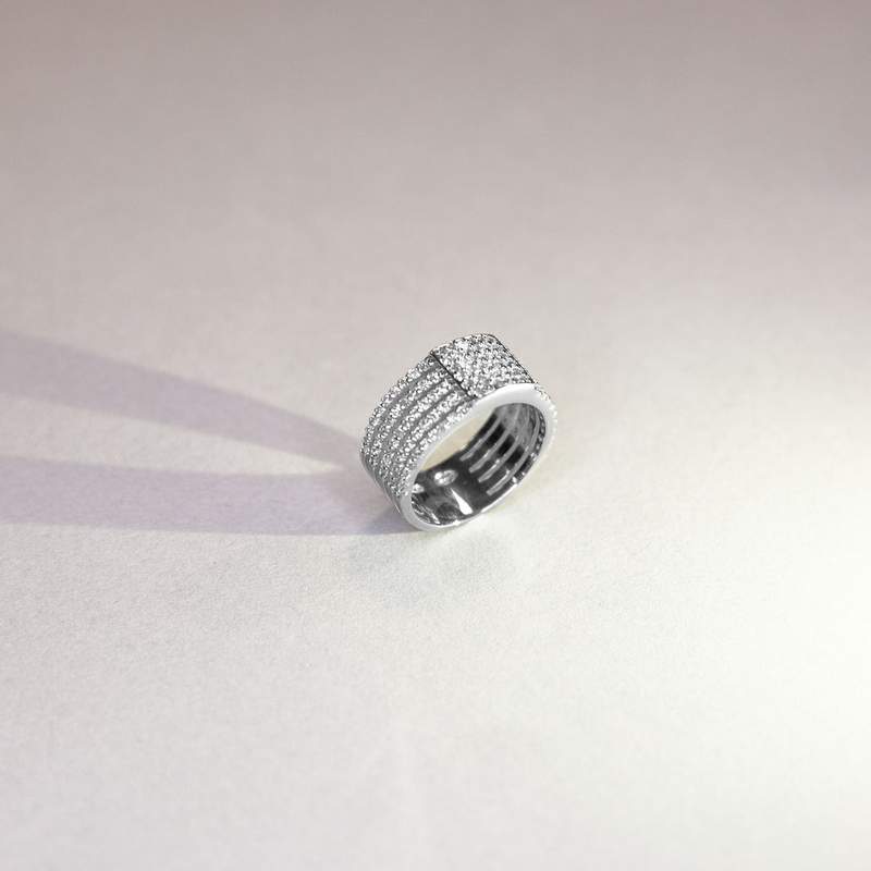 Bague argent 925 carré zirconias - vue D3